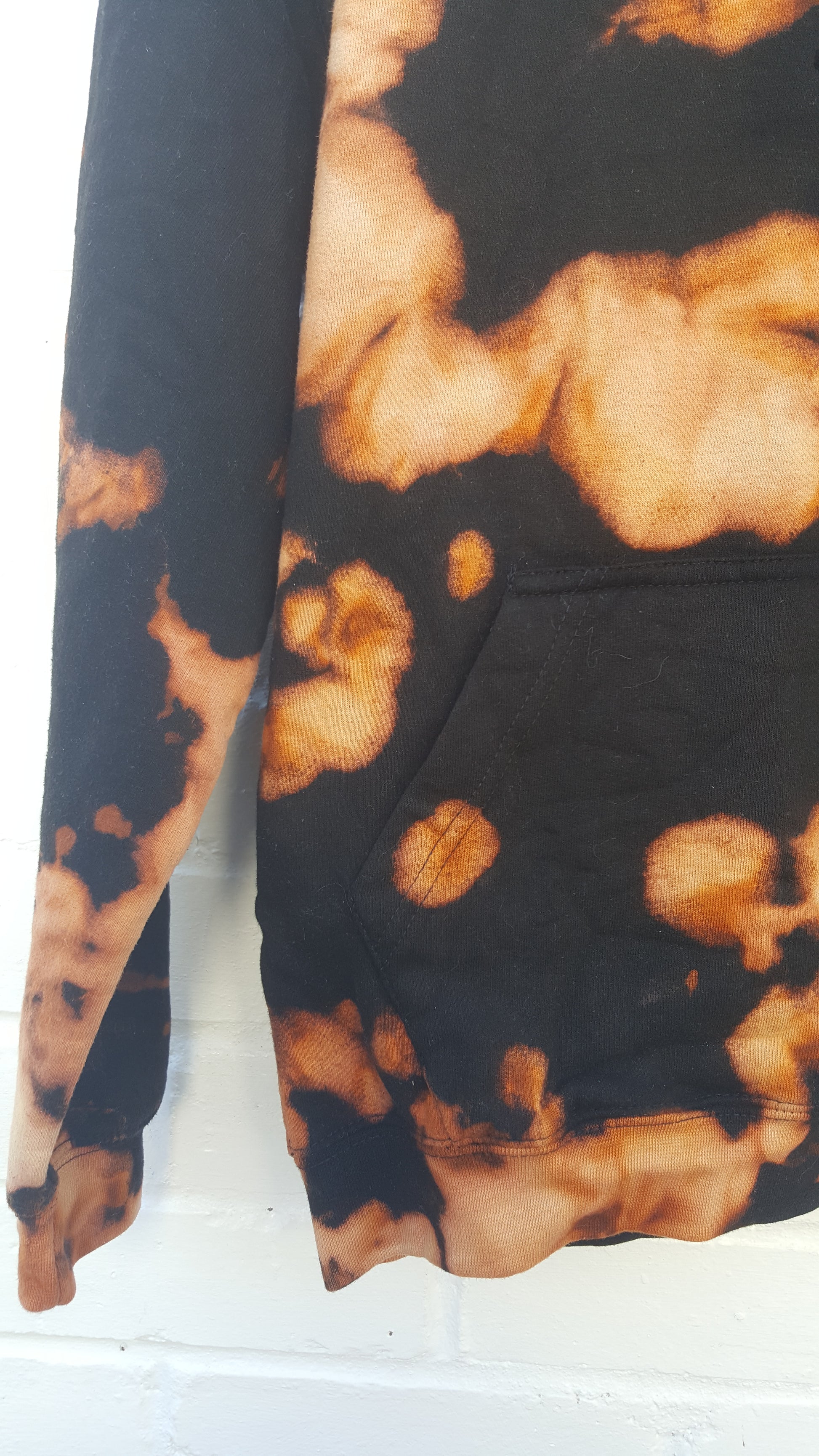 Bleached tie dye hoodie close up