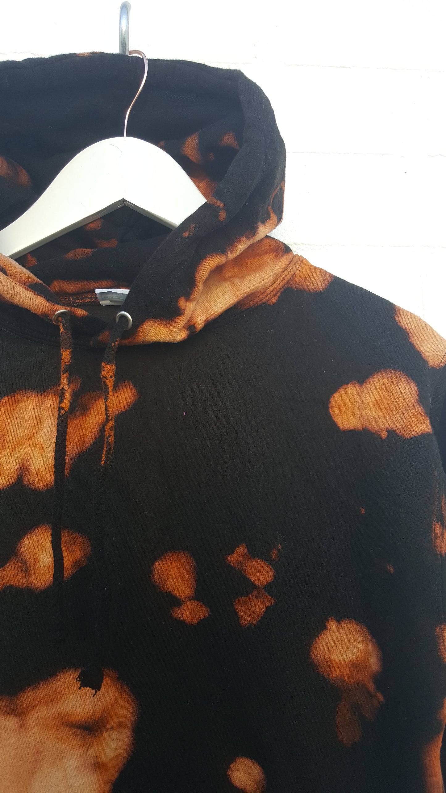 Bleached tie dye hoodie close up