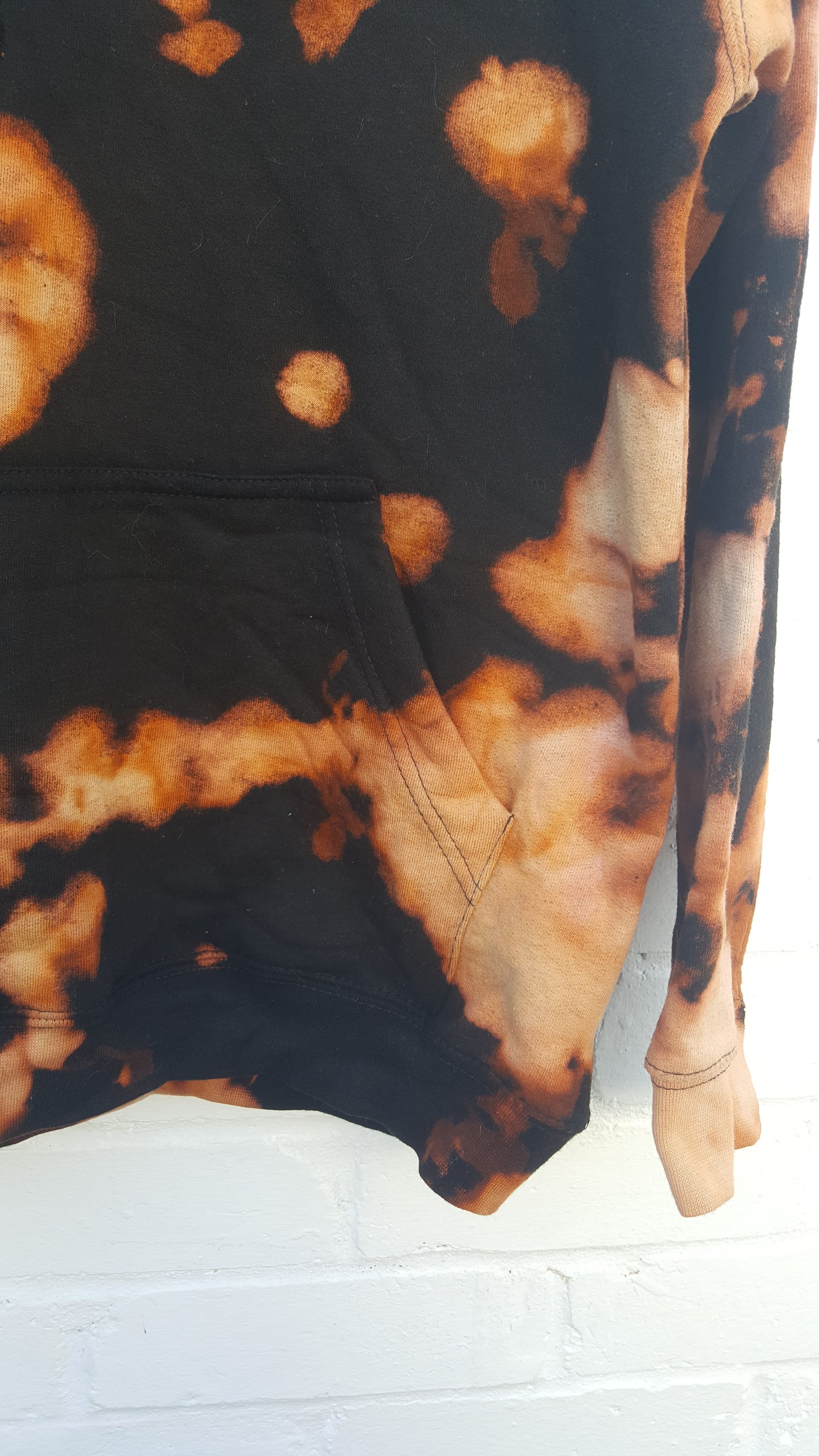 Bleached tie dye hoodie close up