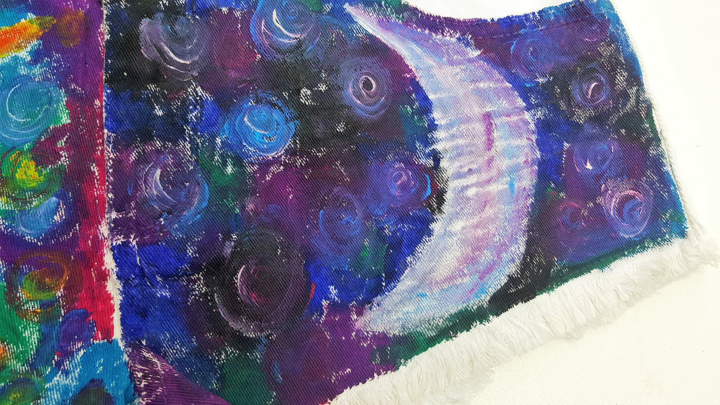 Hand Painted Sun & Moon Denim Shorts UK 8 / US 4
