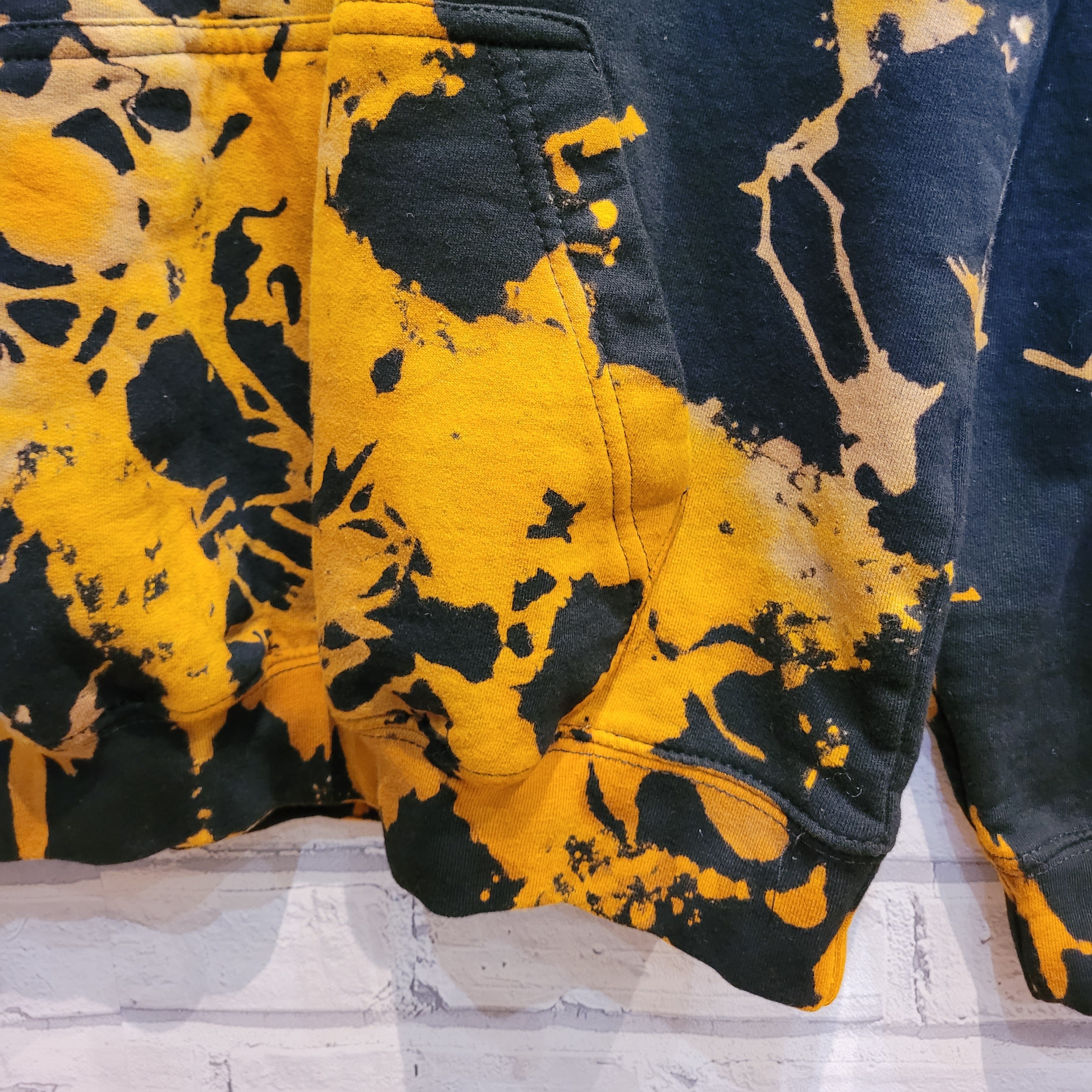 Yellow & Black Bleach Tie Dye Hoodie | Unisex | Hand Dyed in the