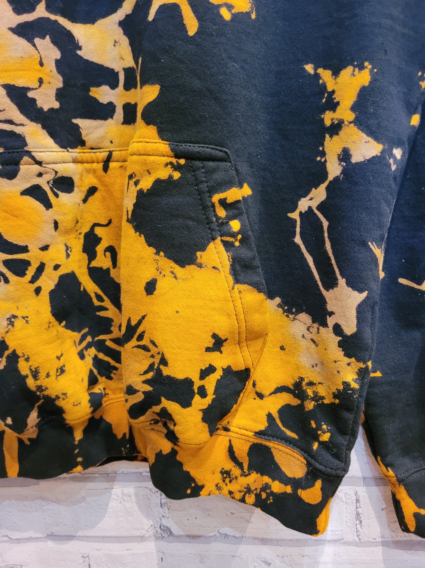 Yellow & Black Hoodie | Bleach Tie Dye | Unisex Festival Fashion | Vegan Dyes