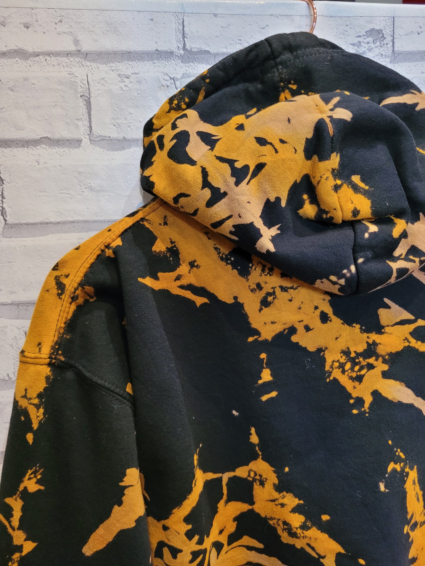 Yellow & Black Hoodie | Bleach Tie Dye | Unisex Festival Fashion | Vegan Dyes