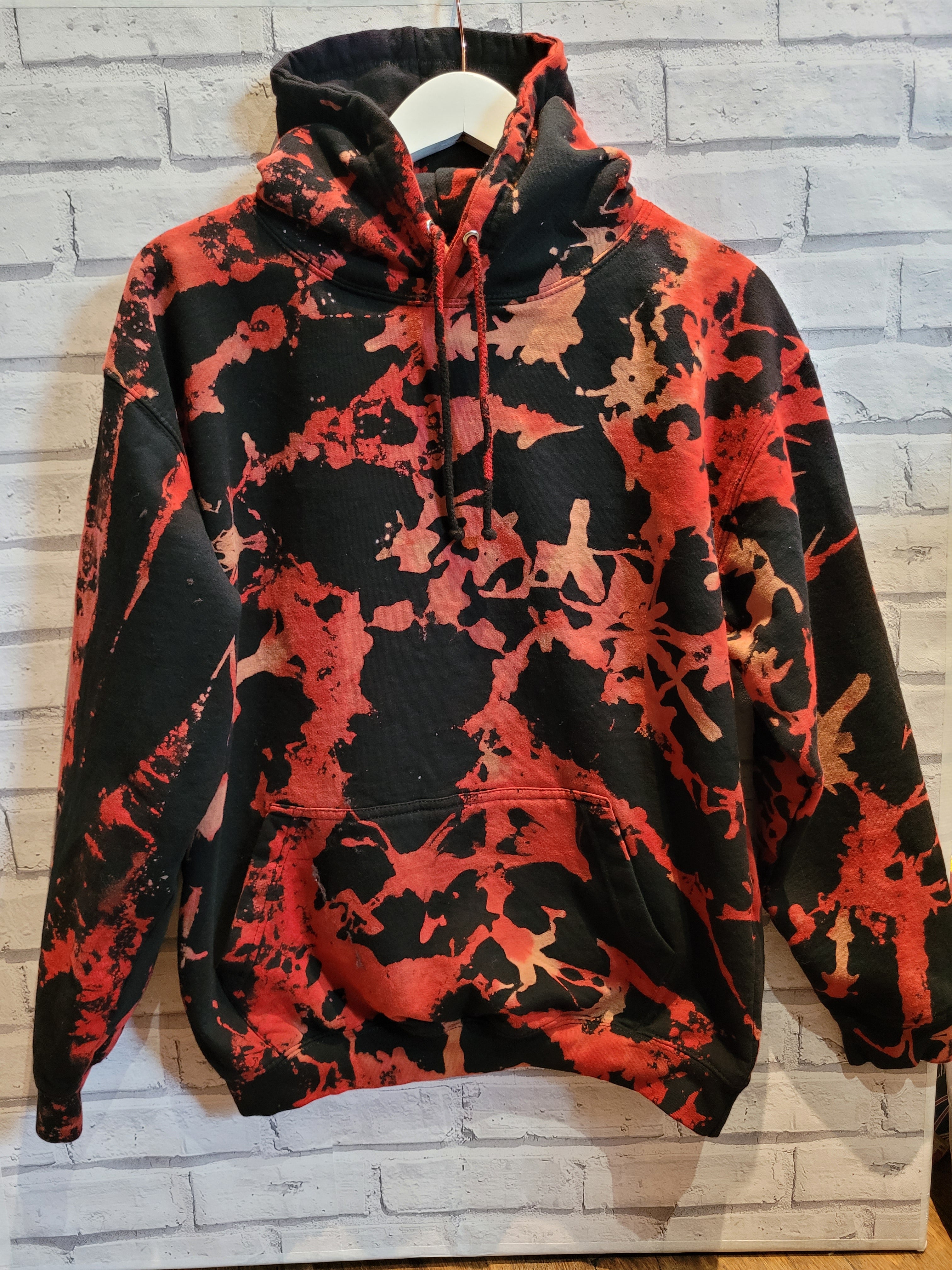 Bleach tie dye outlet black hoodie