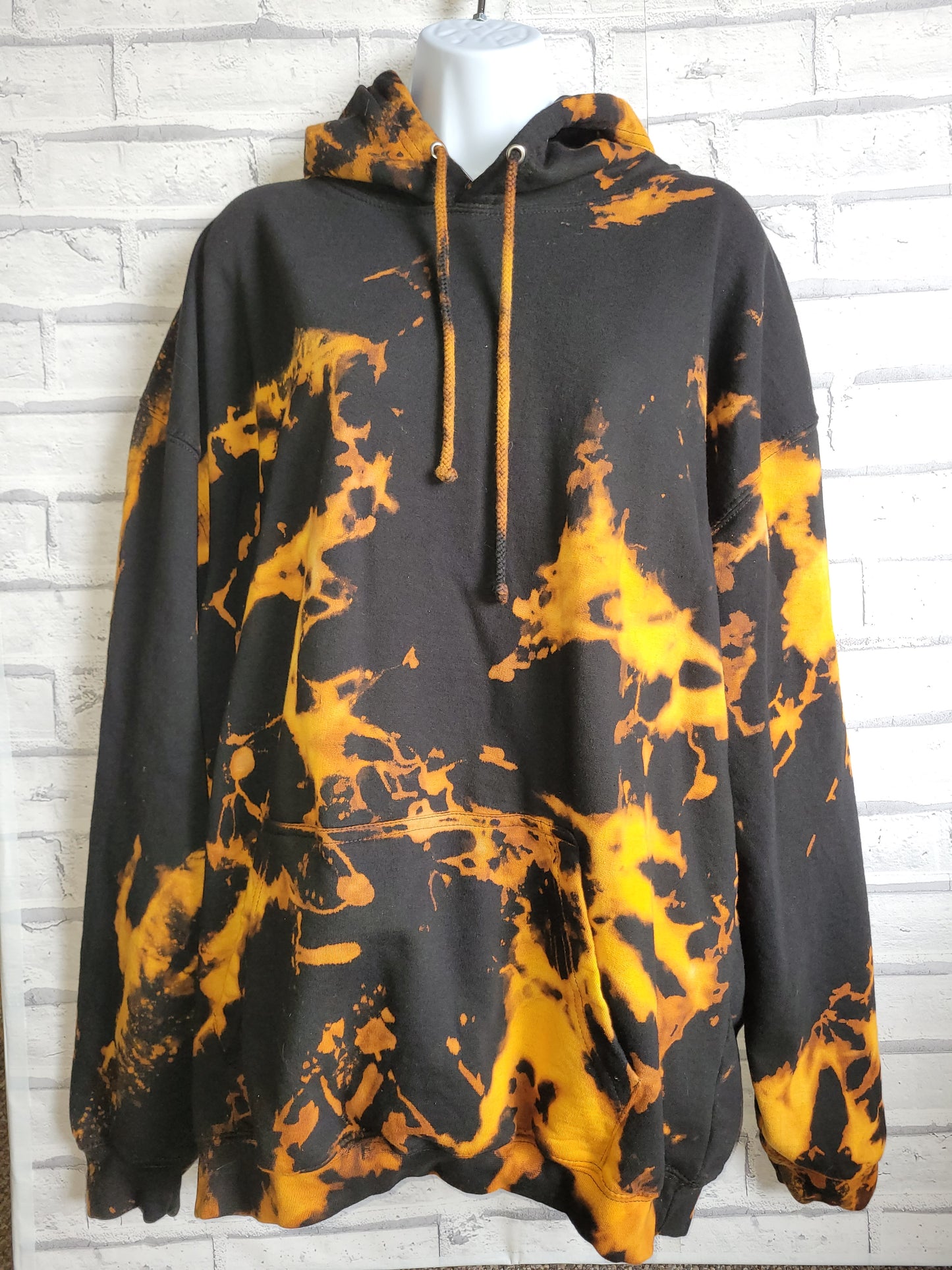 Yellow & Black Hoodie | Bleach Tie Dye | Unisex Festival Fashion | Vegan Dyes