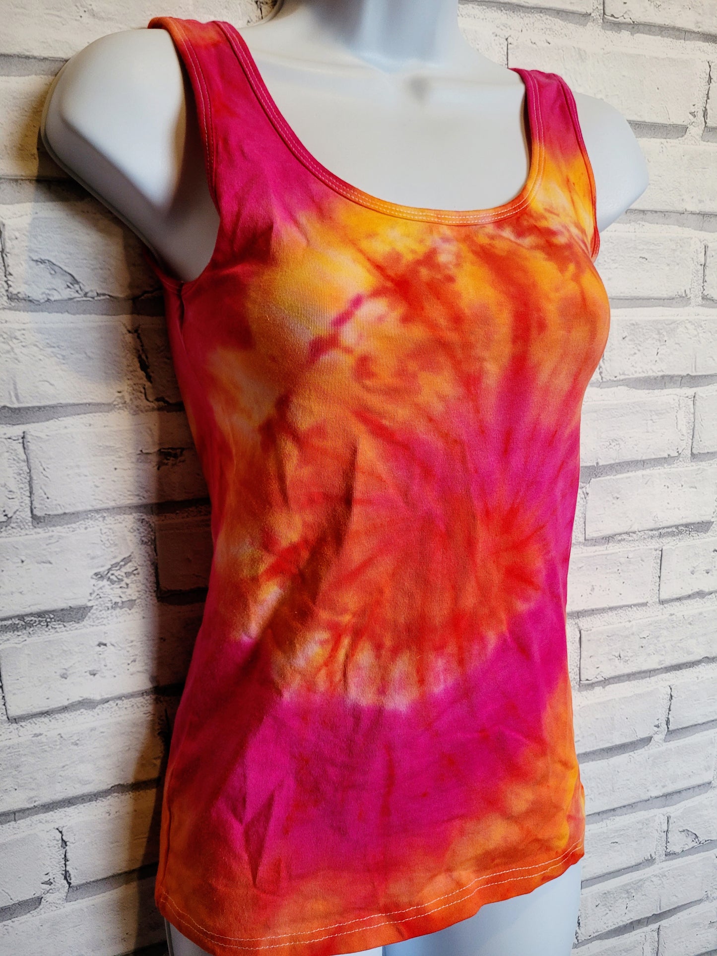 Tie Dye Vest Top Orange & Pink UK 8 / US 4