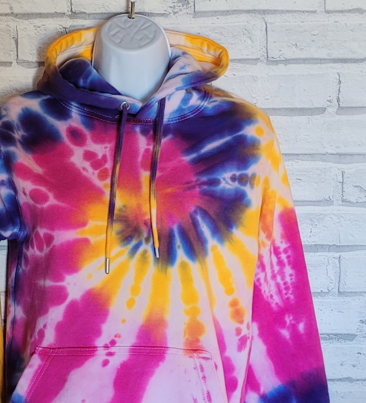 Tie Dye Hoodie Hot Pink, Sunshine Yellow & Deep Purple Organic Cotton