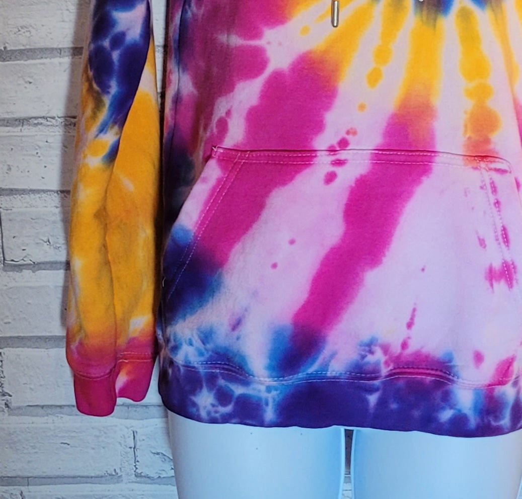Tie Dye Hoodie Hot Pink, Sunshine Yellow & Deep Purple Organic Cotton