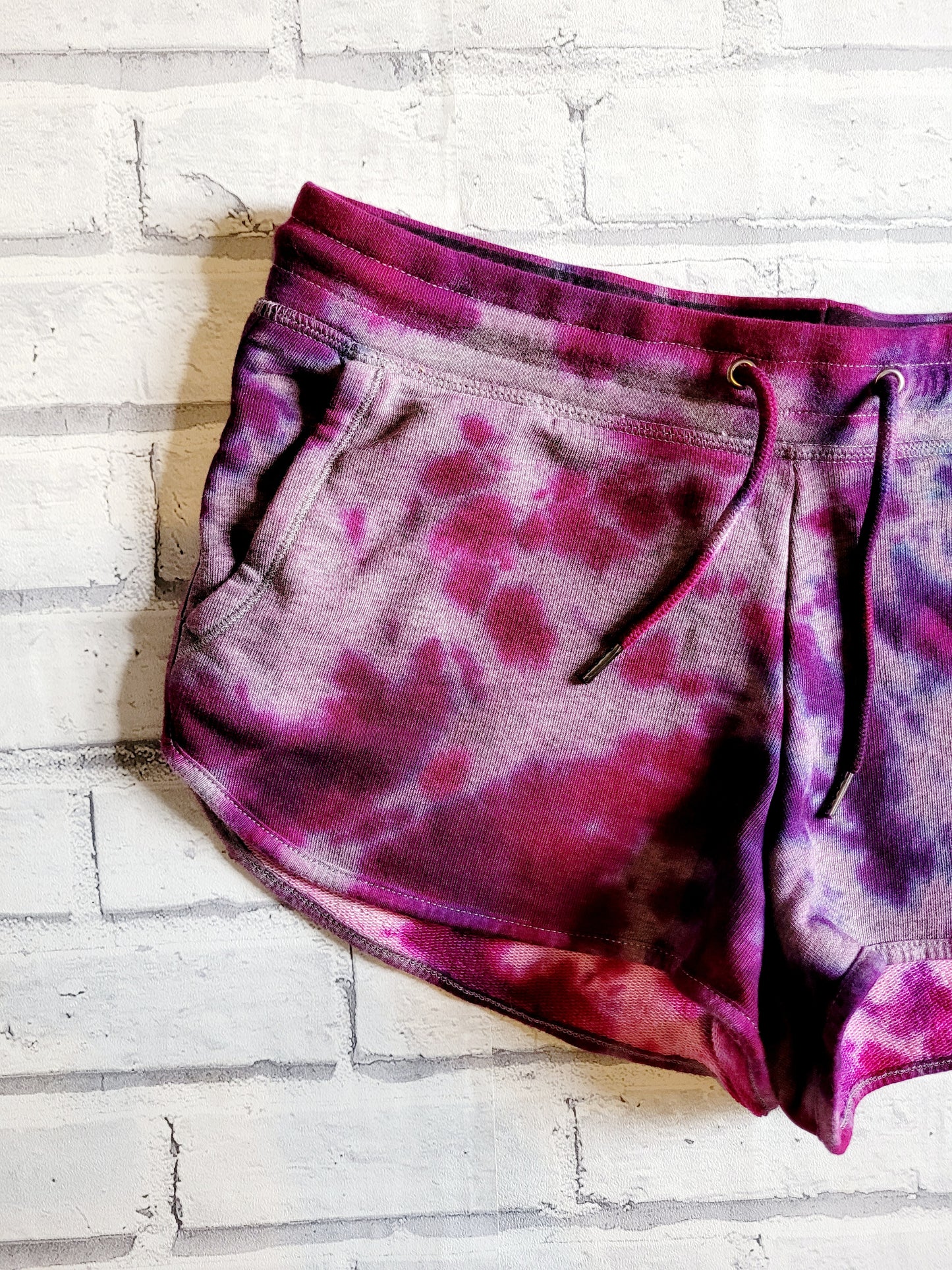 Organic Cotton Tie Dye Yoga Shorts Pink Purple Grey