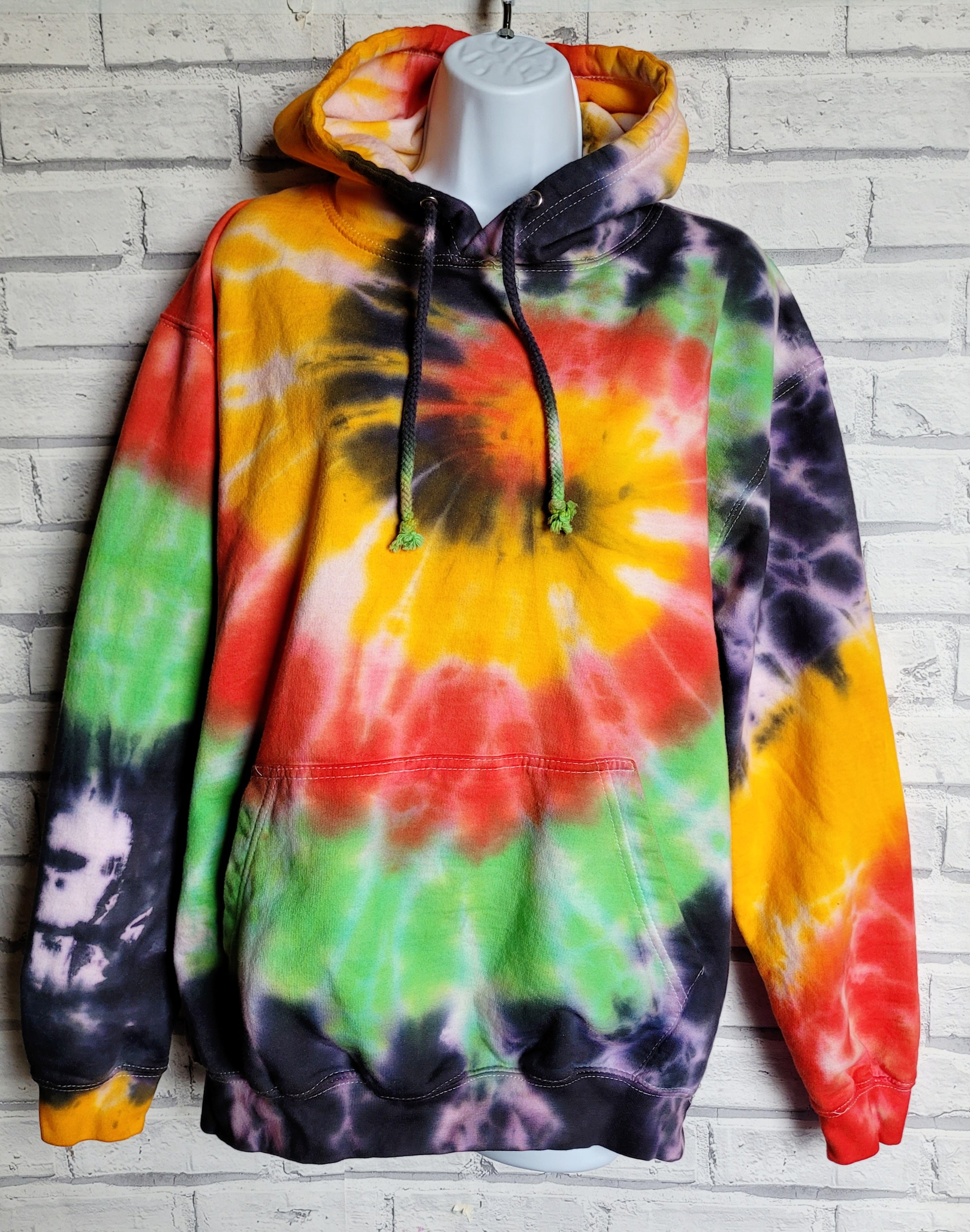 Rasta Tie Dye Hoodie | Green, Red & Yellow | Hand Dyed in the UK