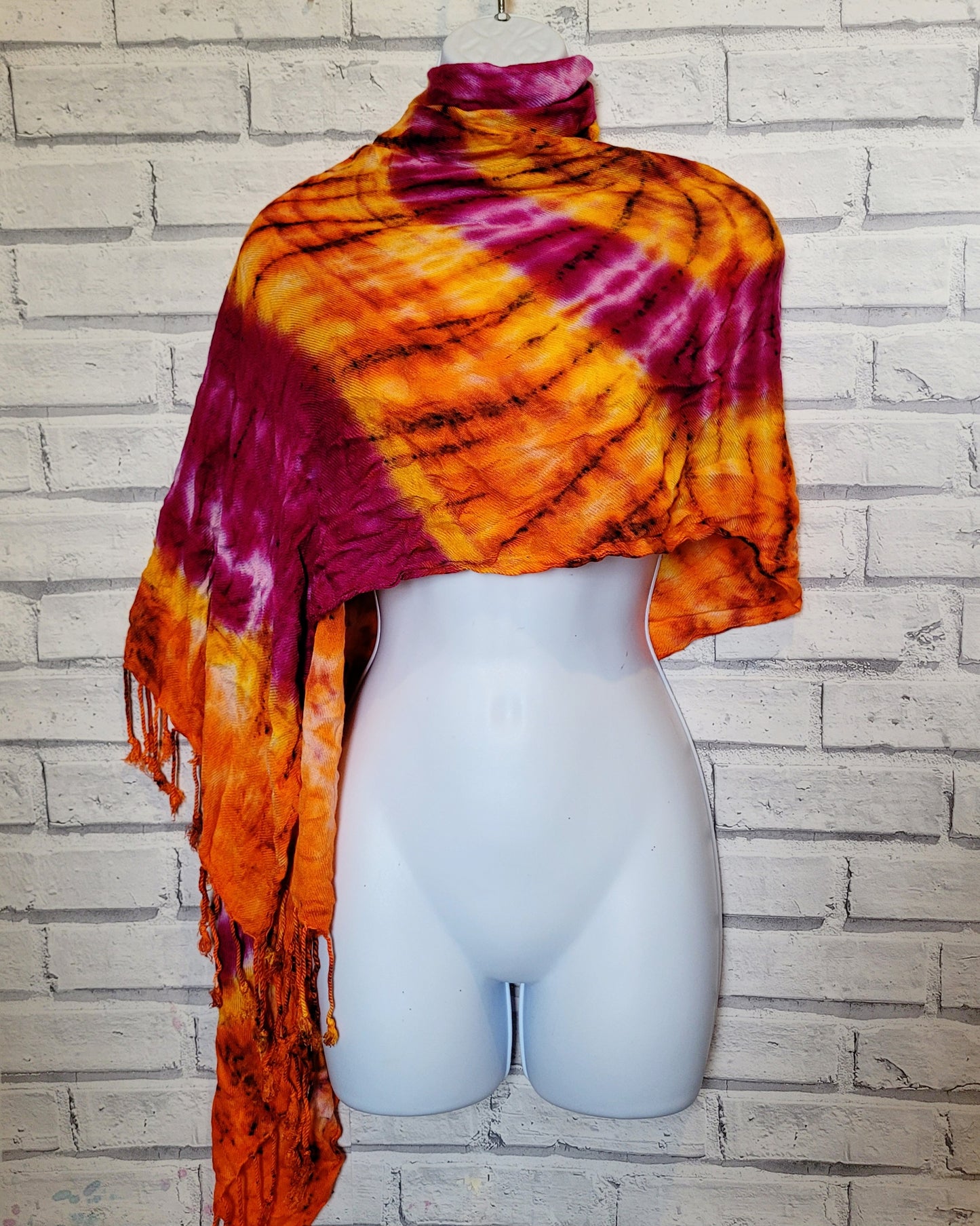 Orange & Pink Pashmina Tie Dye