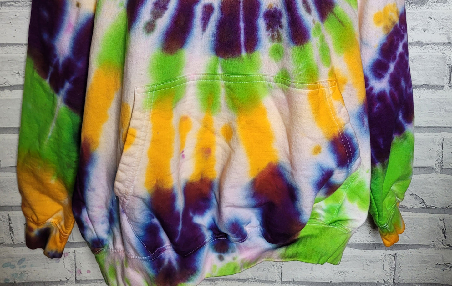 Neon Green, Yellow & Purple Tie Dye Hoodie Organic Cotton
