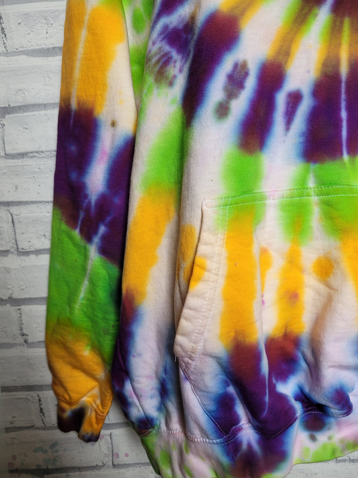 Neon Green, Yellow & Purple Tie Dye Hoodie Organic Cotton