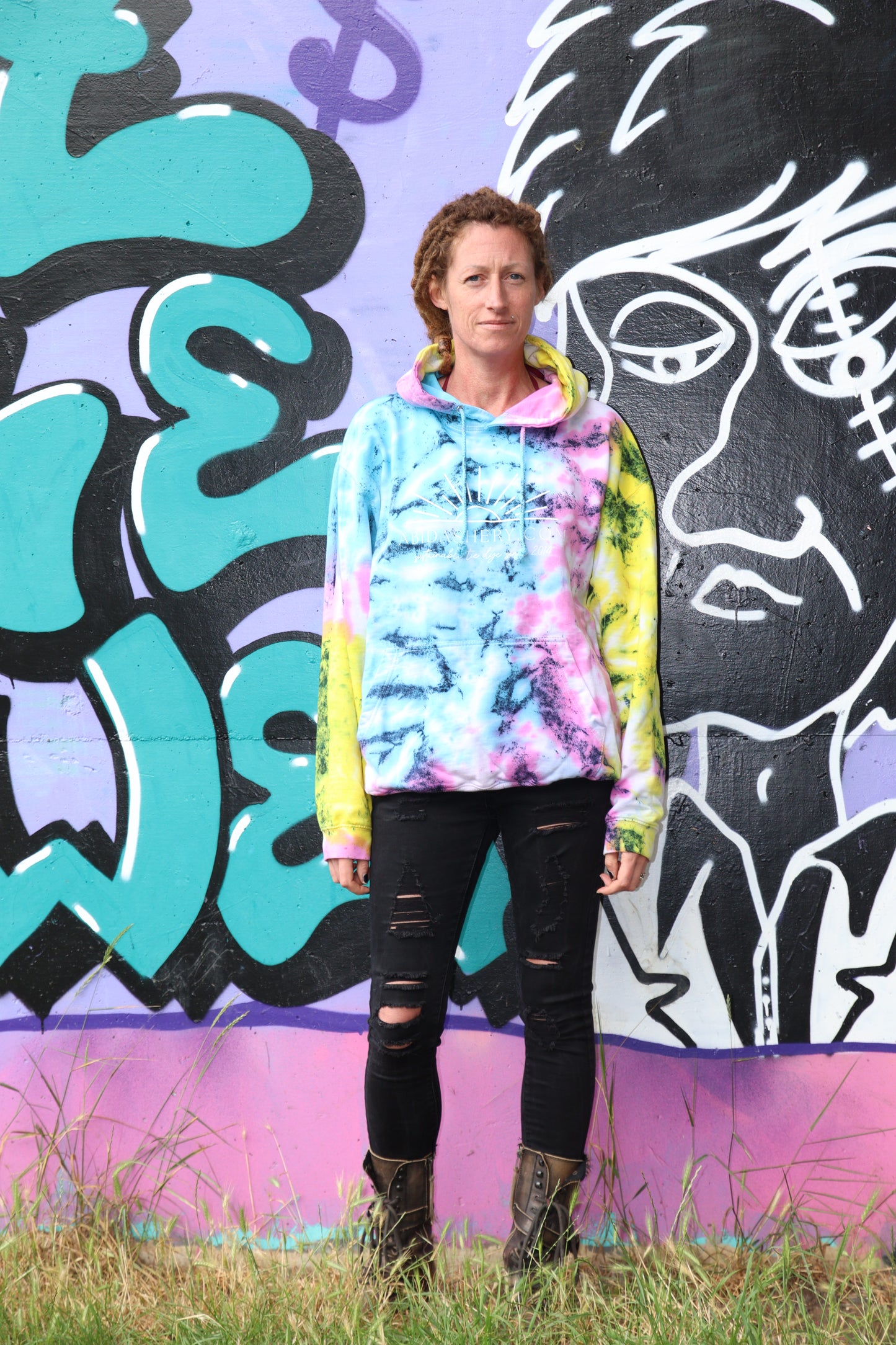 Tie Dye Hoodie Pink Yellow Blue Organic Cotton