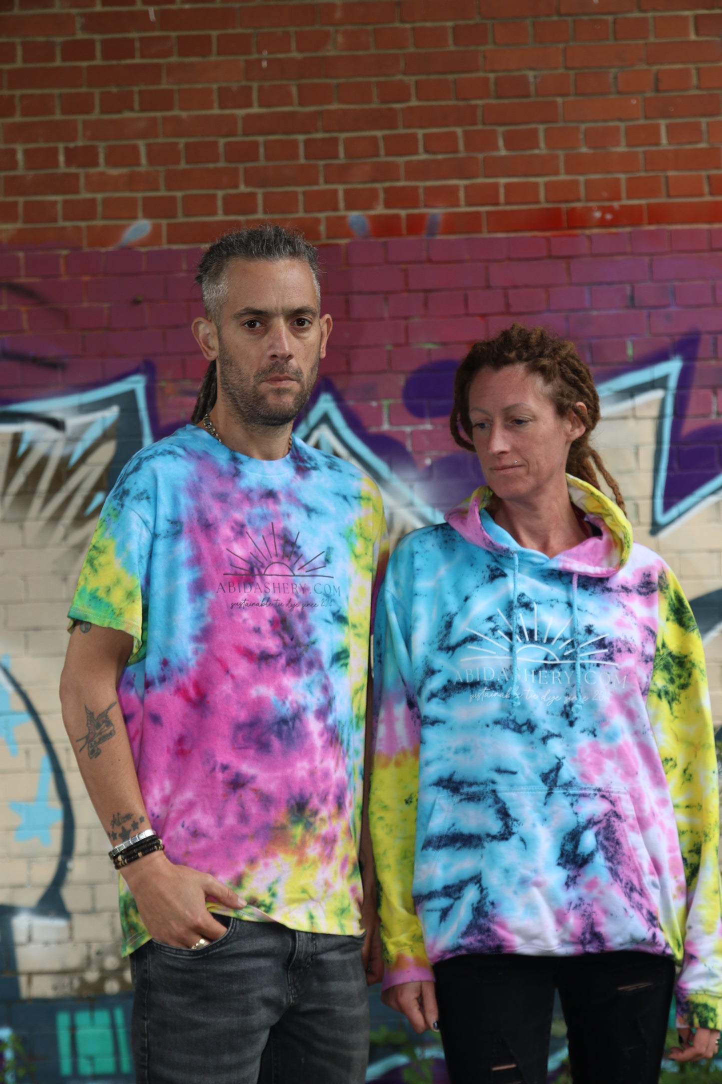 Tie Dye Hoodie Pink Yellow Blue Organic Cotton