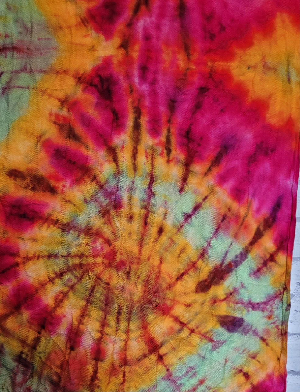 Green, Yellow & Pink Pashmina Tie Dye