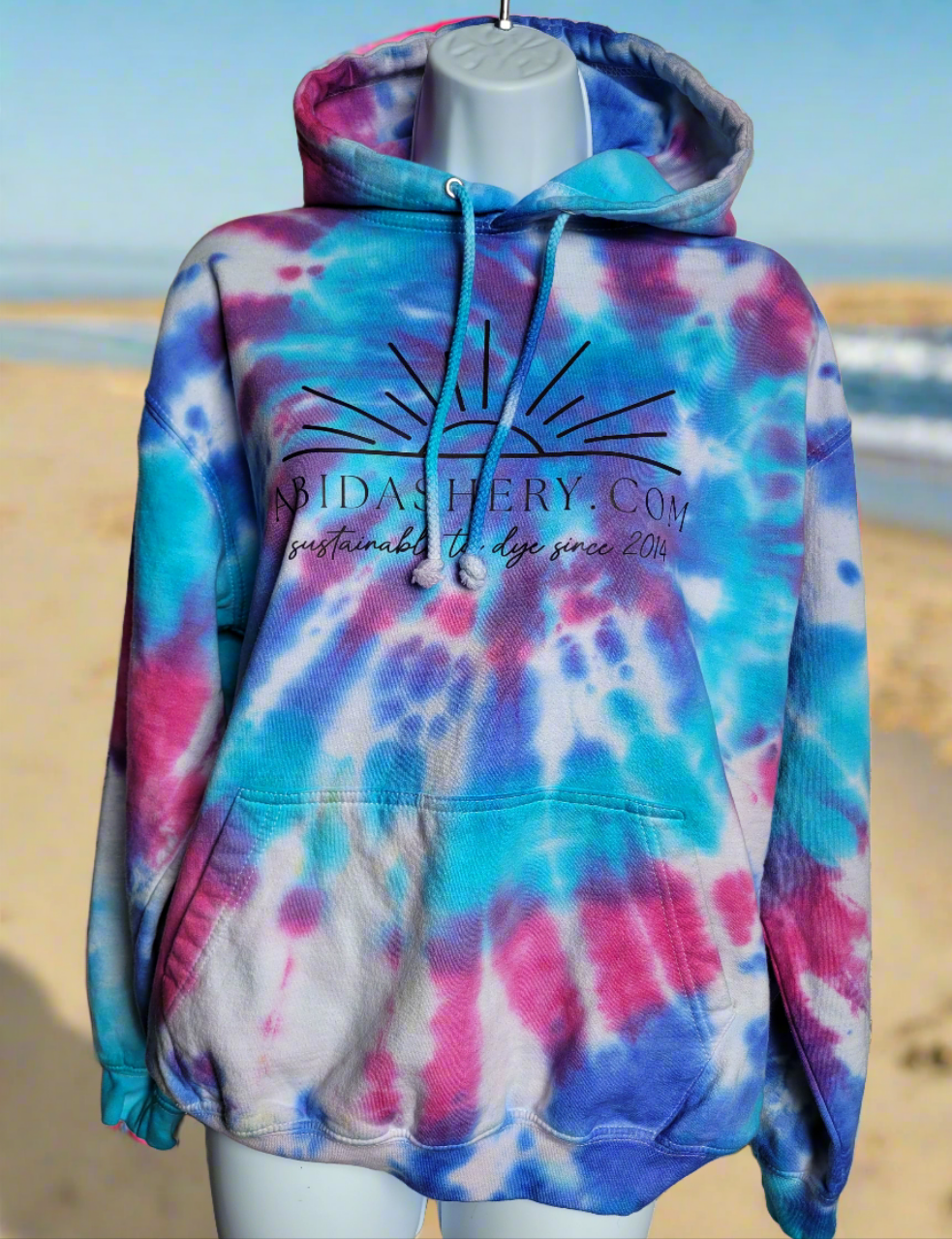 Tie Dye Logo Hoodie Organic Cotton Pink Purple Blue