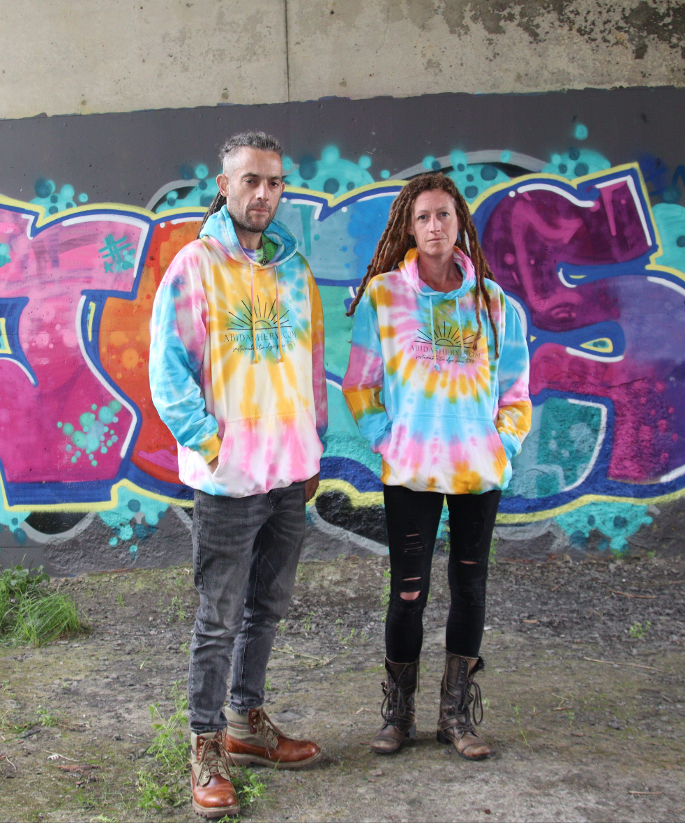 Tie Dye Logo Hoodie Pink Yellow Blue Organic Cotton