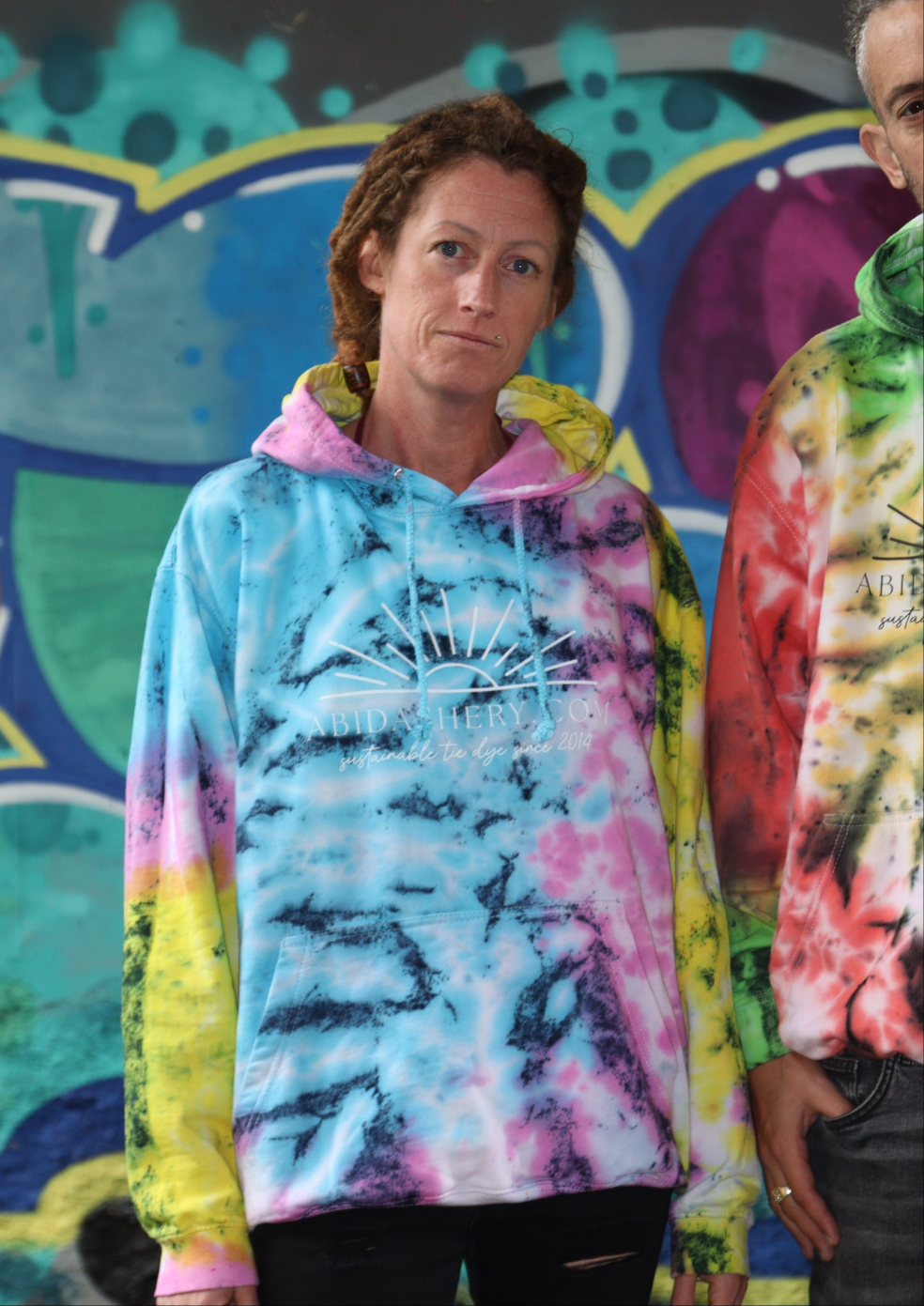 Tie Dye Hoodie Pink Yellow Blue Organic Cotton