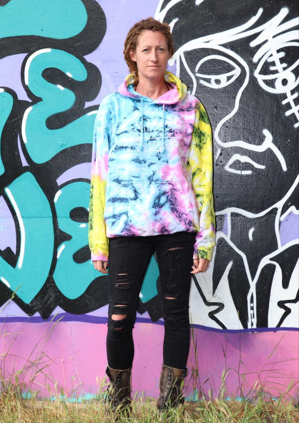 Tie Dye Hoodie Pink Yellow Blue Organic Cotton