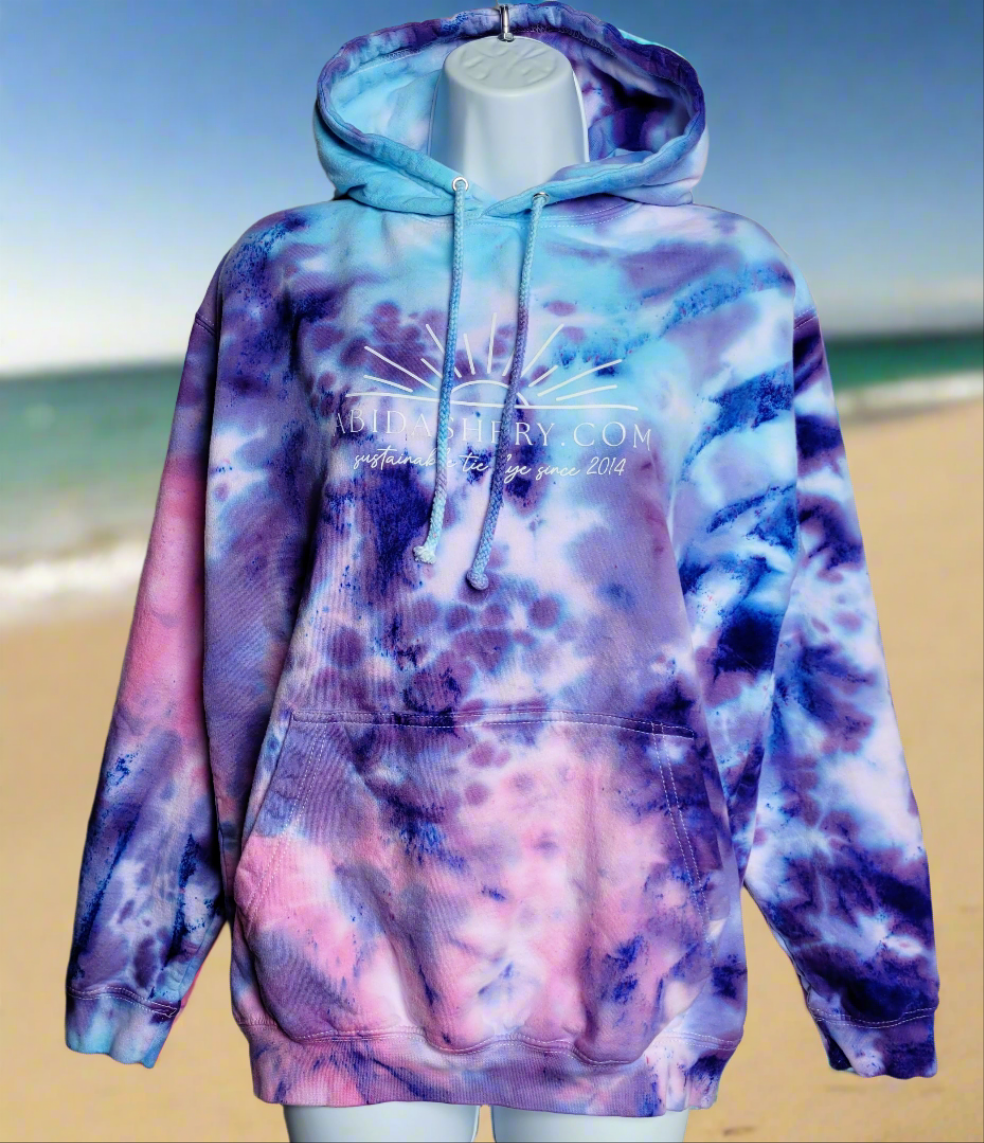 Tie Dye Logo Hoodie Pastel Pink Purple Blue Organic Cotton