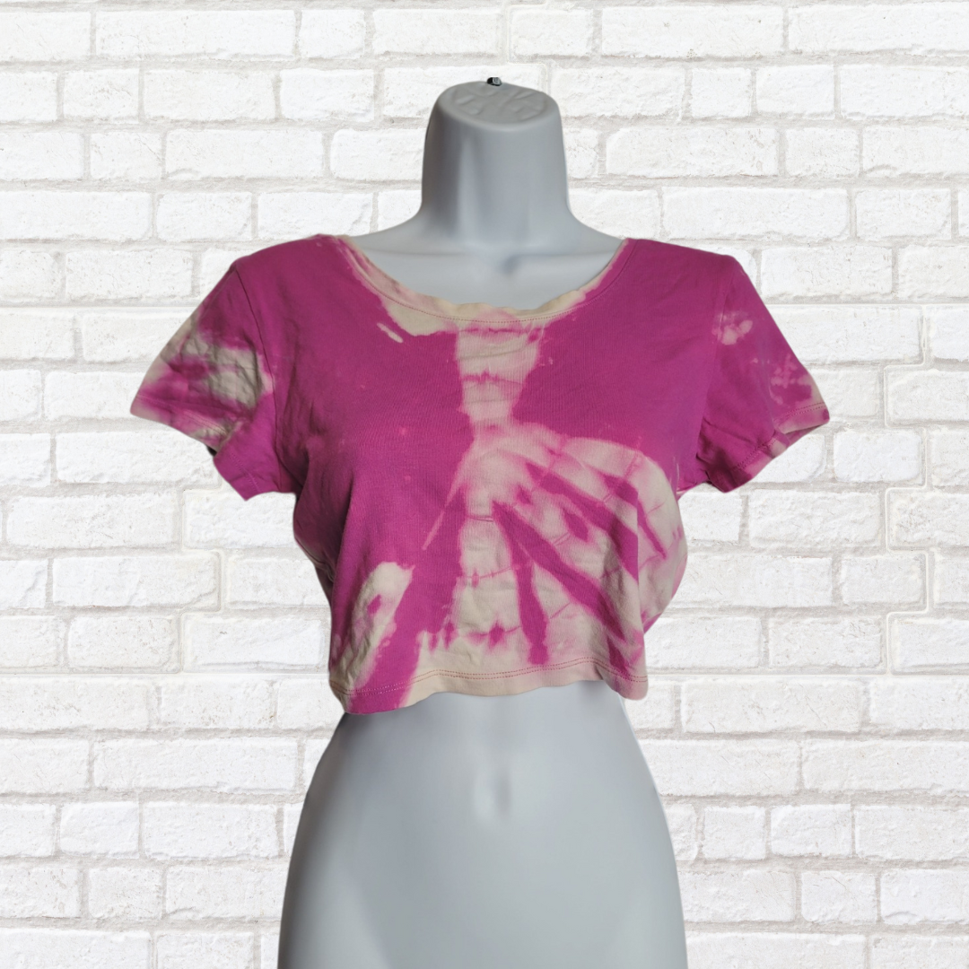 Tie Dye Cropped Top Pink & White size 16