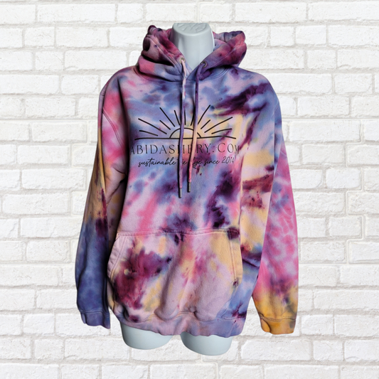 Tie Dye Logo Hoodie Pastel Pink, Yellow & Purple Organic Cotton