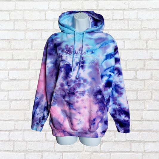 Tie Dye Logo Hoodie Pastel Pink Purple Blue Organic Cotton