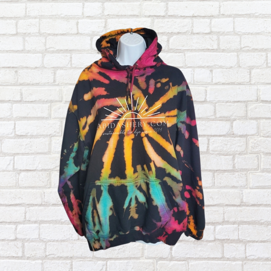 Rainbow Bleach Logo Hoodie UK Hand Dyed Unisex