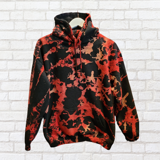 Red Bleached Tie Dye Hoodie