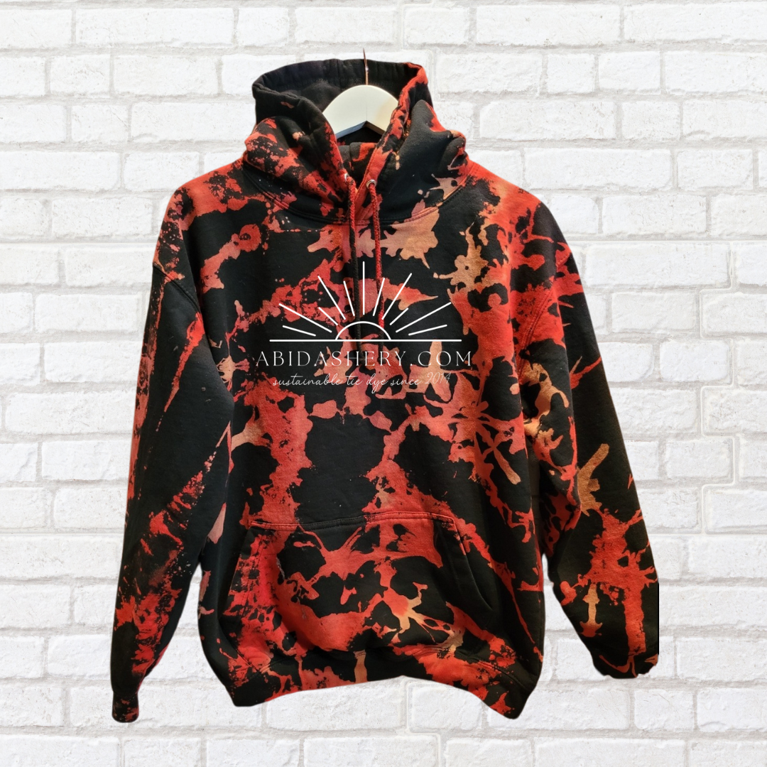 Red Bleached Tie Dye Hoodie