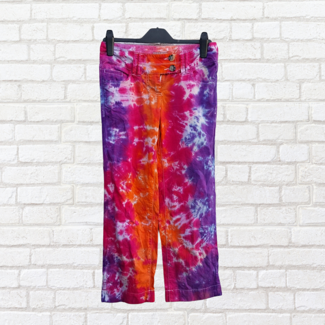 Tie Dye Trousers Women's size UK 6 / US 2 Orange Pink Purple