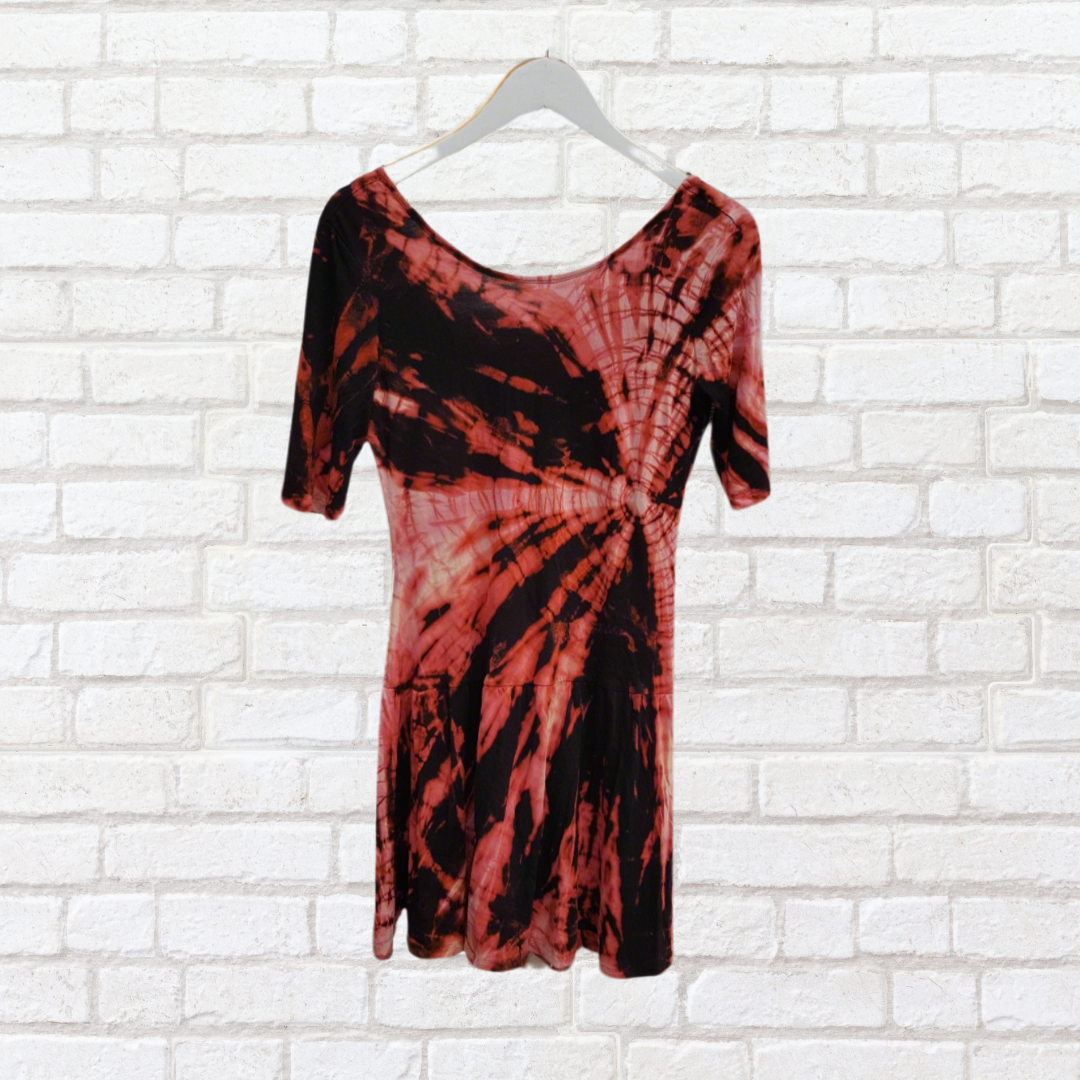 Bleached Dress Tie Dye UK 10 / US 6 Black & Peach