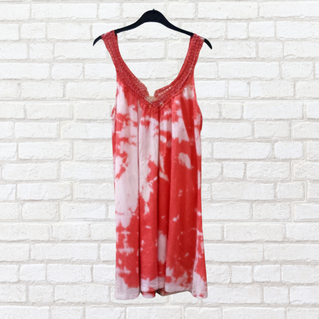 Ethical Boho Dress Coral & White UK 8 / US 4