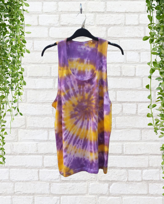 Summer Vibes | Tie Dye Tank Top | Yellow & Purple | Organic Cotton