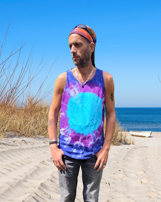 Beach Vibes | Tie Dye Tank Top | Blue & Purple | Organic Cotton