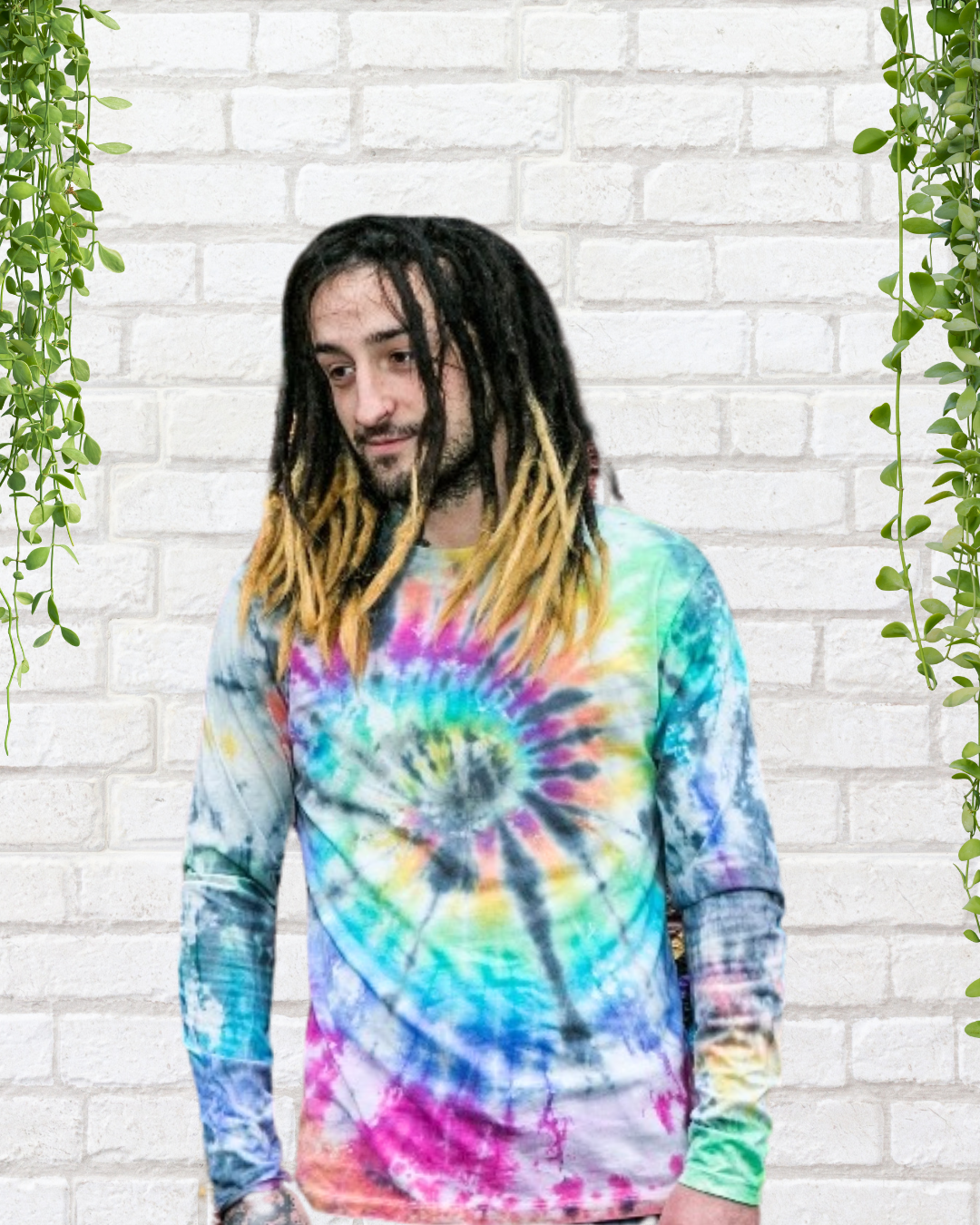 Rainbow & Black Tie Dye Long Sleeve Tee | Unisex Winter Fashion