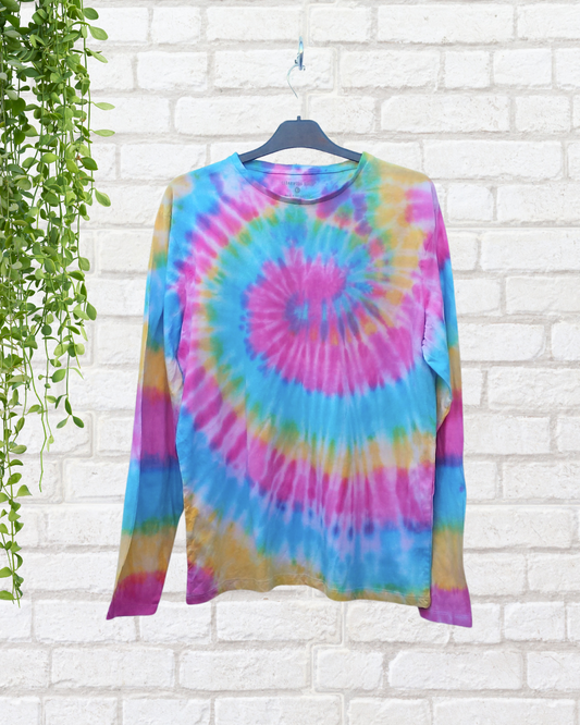 Unisex Tie Dye Long Sleeve Shirt | Pink Yellow Blue
