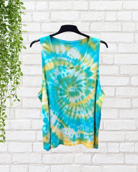 Tie Dye Vest Yellow Aqua | Unisex Fit