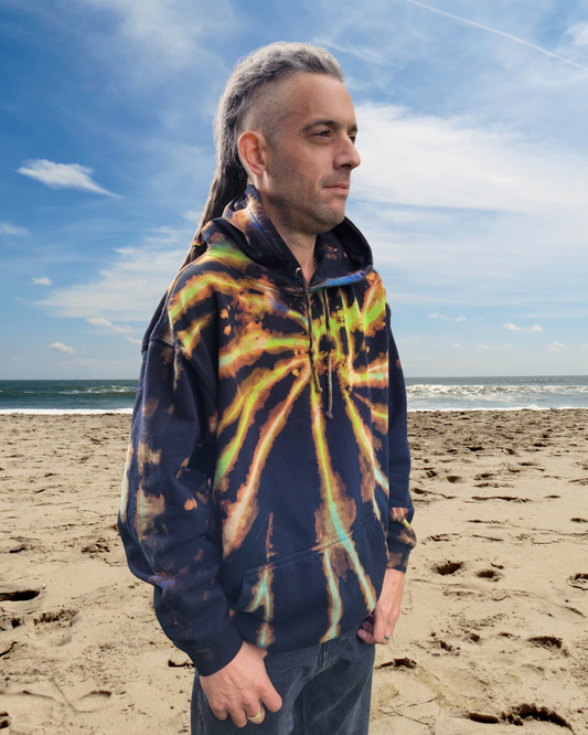 Bleach Tie Dye Hoodie | Green & Blue | Summer Festival Style