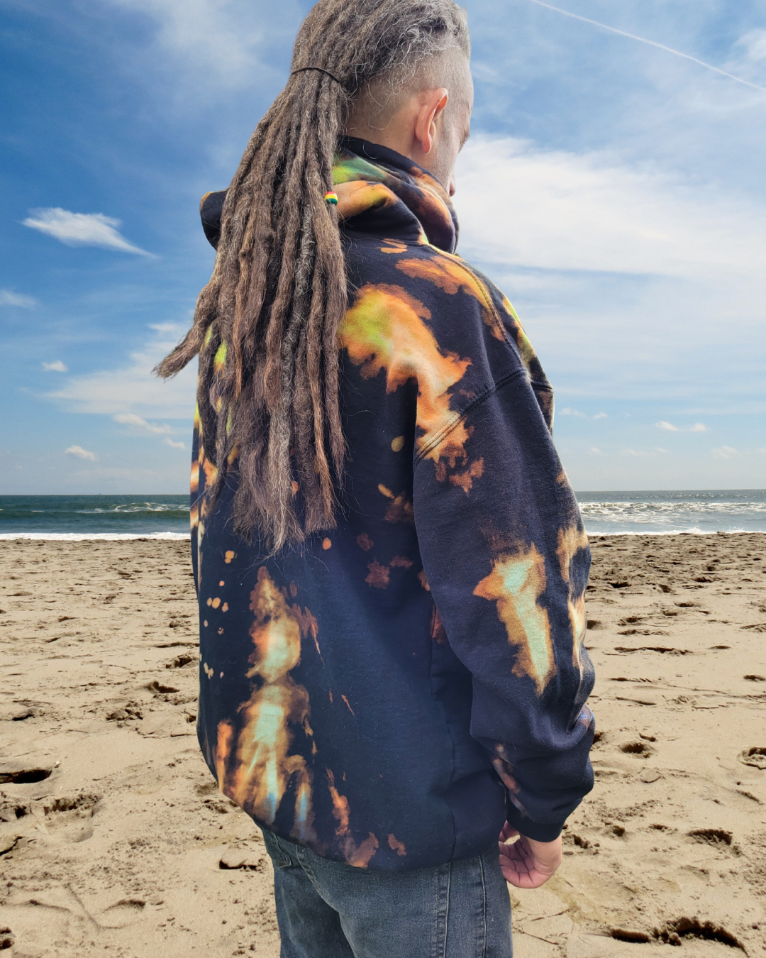 Bleach Tie Dye Hoodie | Green & Blue | Summer Festival Style