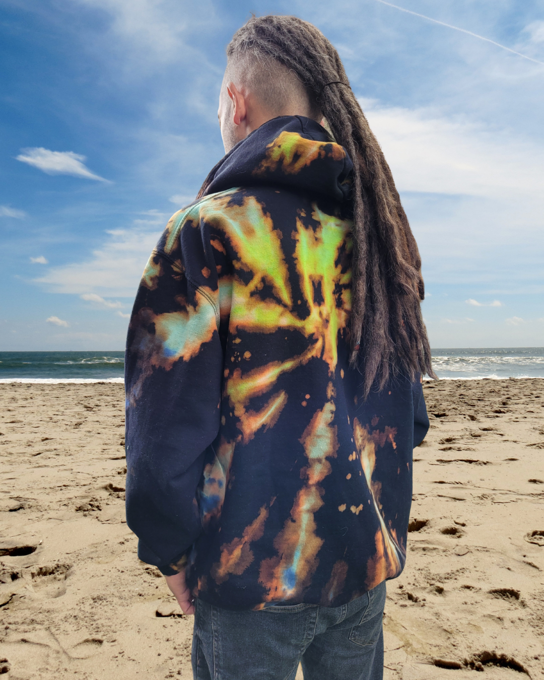 Bleach Tie Dye Hoodie | Green & Blue | Summer Festival Style