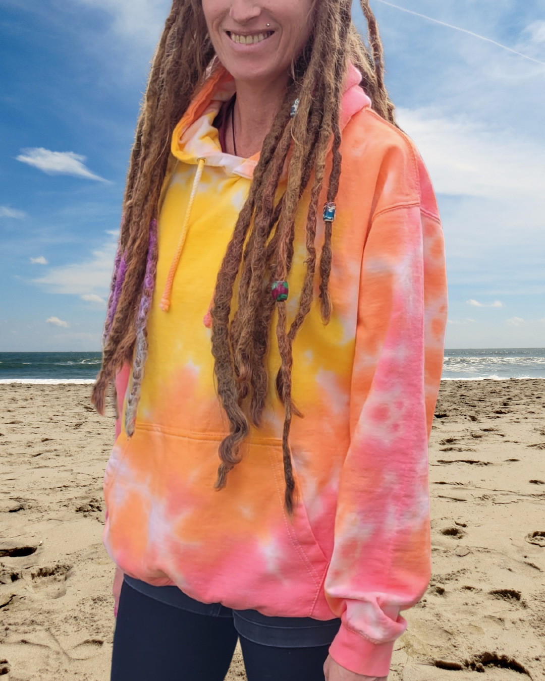 Tie Dye Hoodie Pink, Yellow & Orange Organic Cotton