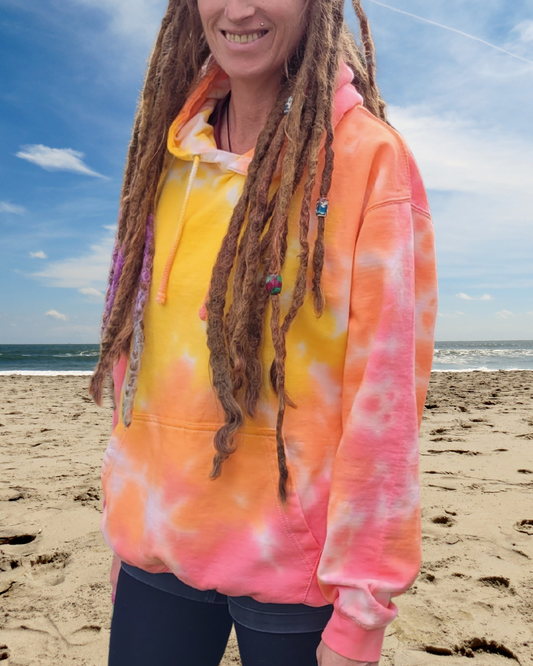 Tie Dye Hoodie Pink, Yellow & Orange Organic Cotton