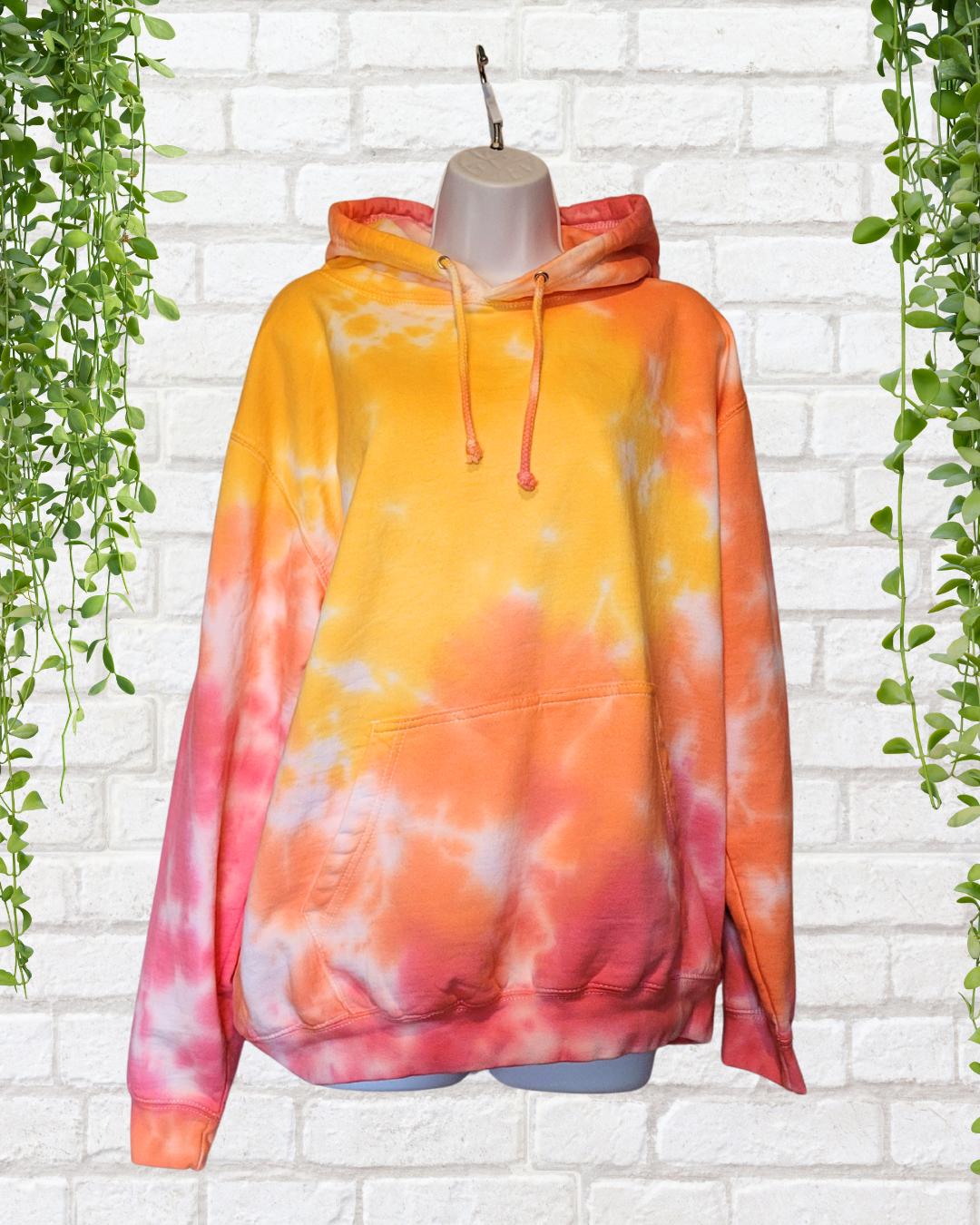 Tie Dye Hoodie Pink, Yellow & Orange Organic Cotton