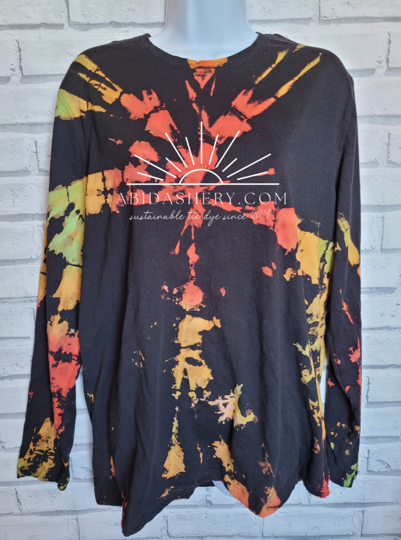 Rasta Bleach Tie Dye Long Sleeve T-shirt XL