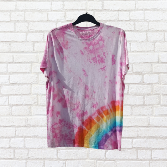 Tie Dye Rainbow Arch T-shirt Pastel Pink Organic Cotton