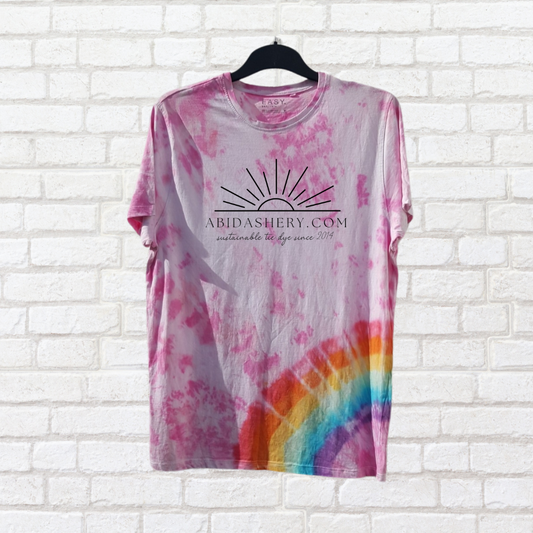 Tie Dye Rainbow Arch T-shirt Pastel Pink Organic Cotton