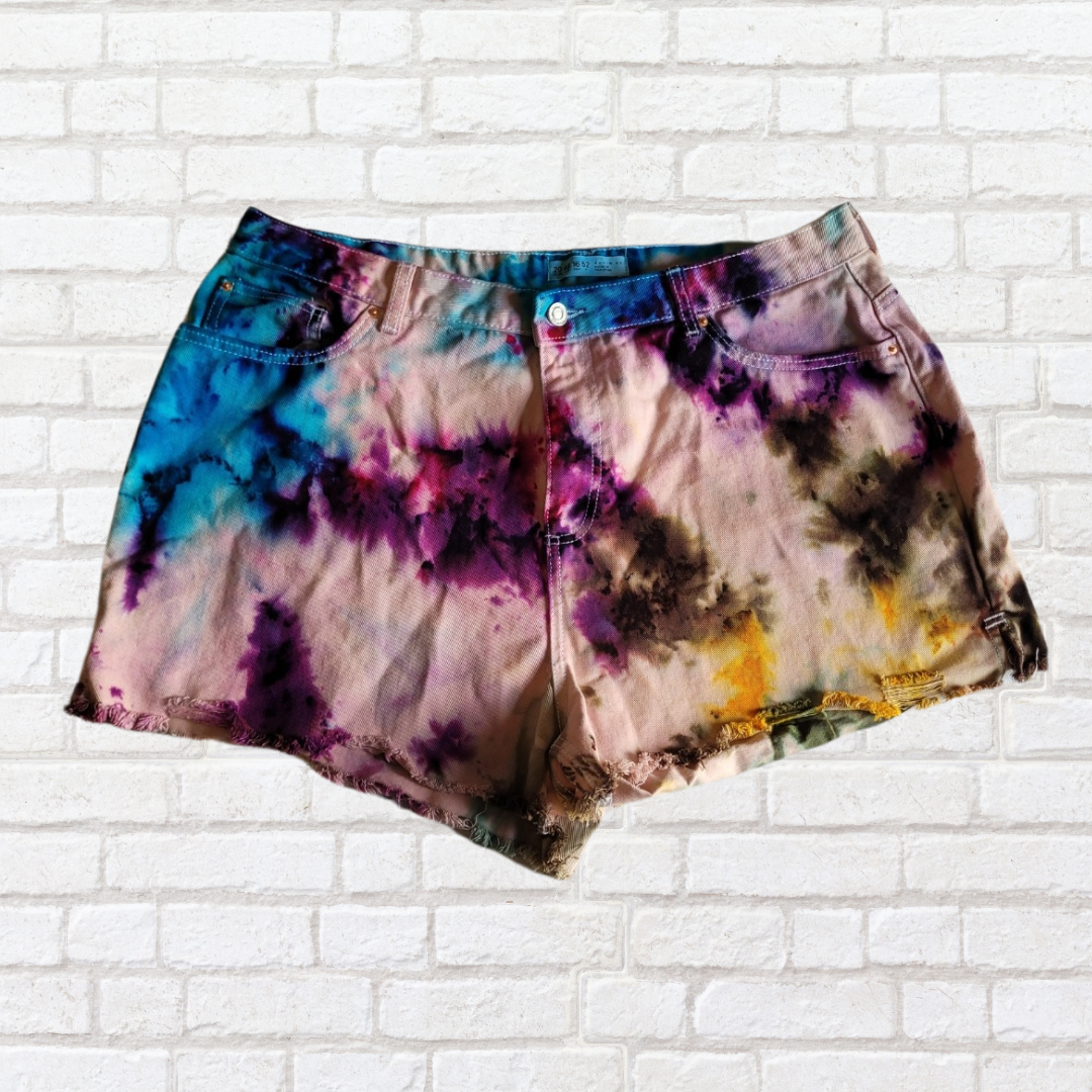 Tie dye denim shorts UK size 20