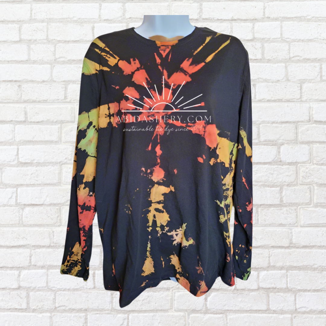 Rasta Bleach Tie Dye Long Sleeve T-shirt XL